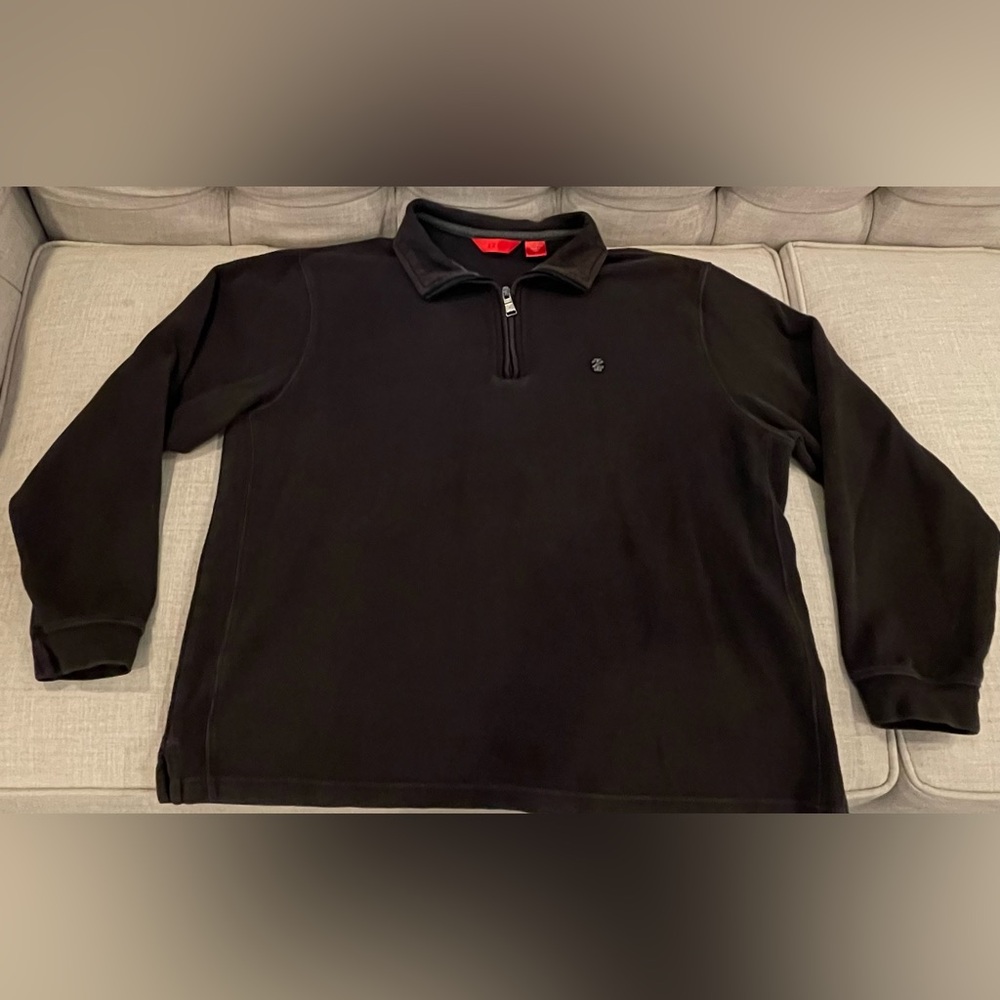 Izod Black 1/4 zip pullover 100% cotton Mens L